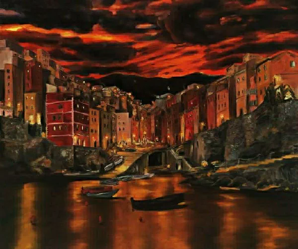 Cielo infuocato su Riomaggiore